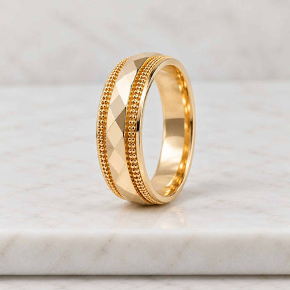 Floral Wedding Band 14K Solid Gold, Botanical Ring for Women, Minimalist Nature Inspired Vintage Ring, Gift for Wife
