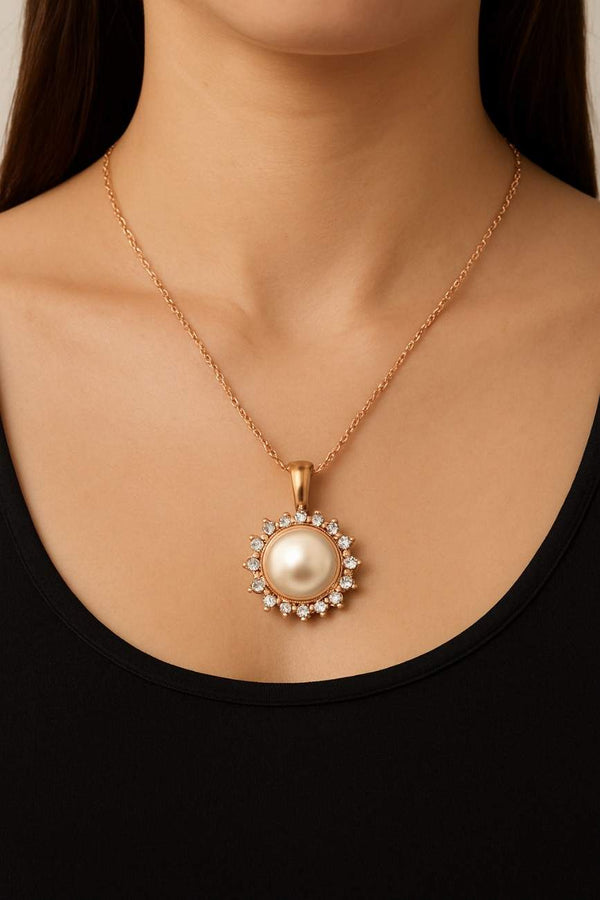 12mm Pink Shell Pearl Pendant Sterling Silver Necklace