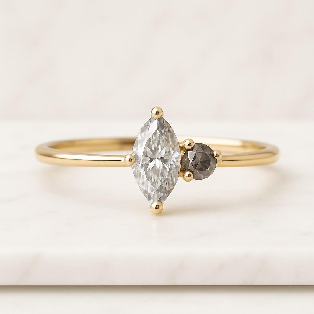 14K Gold Marquise and Round Lab Grown Diamond Band 3MM Alternating Full Eternity Ring Diamond Ring Marquise Diamond Wedding Ring Alternating Marquise Round Diamond Ring