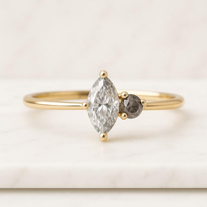 14K Gold Marquise and Round Lab Grown Diamond Band 3MM Alternating Full Eternity Ring Diamond Ring Marquise Diamond Wedding Ring Alternating Marquise Round Diamond Ring