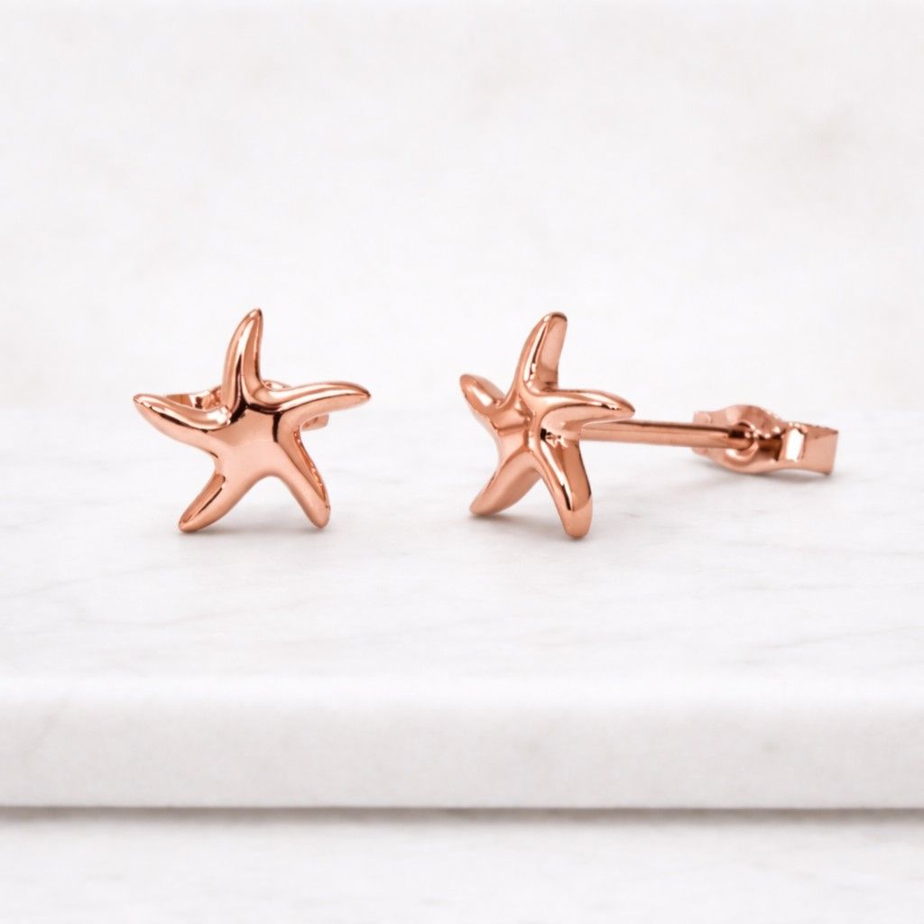 gold starfish stud earrings in 18k gold
