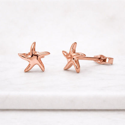Gold Starfish Stud Earrings in 18K Gold