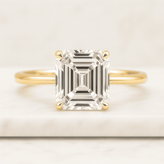 10K 14K 18K Gold Amethyst Diamond Ring  Purple Gemstone Ring