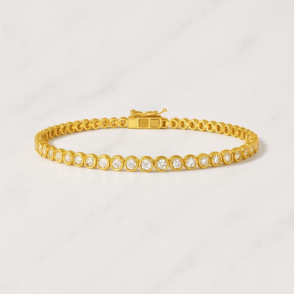 Bezel Set Diamond Tennis Bracelet 10k14k Solid Gold Diamond Tennis Bracelet