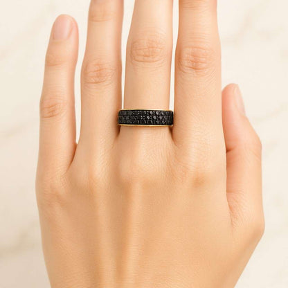 14K Solid Gold Eternity Ring Black Diamond Ring Stackable Ring for Women Black Eternity Ring Infinity Ring Eternity Diamond Ring