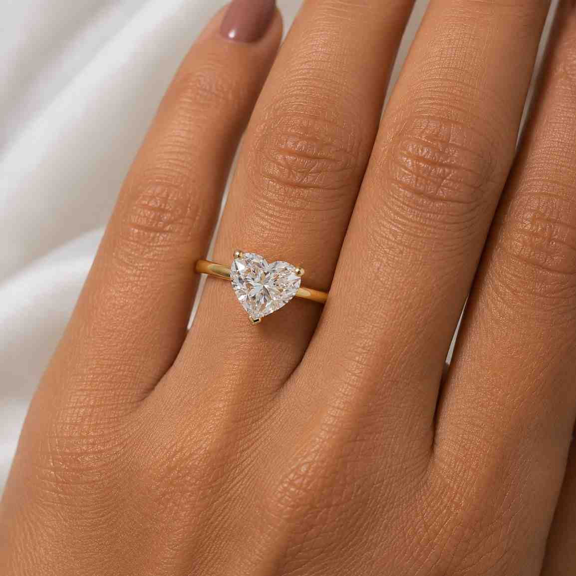14k solid gold heart cut lab grown diamond ring: igi certified solitaire engagement ring, proposal ring