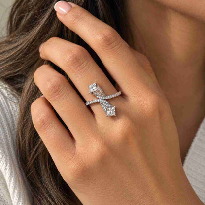 Princess Cut Lab Grown Diamond Cluster Engagement Ring