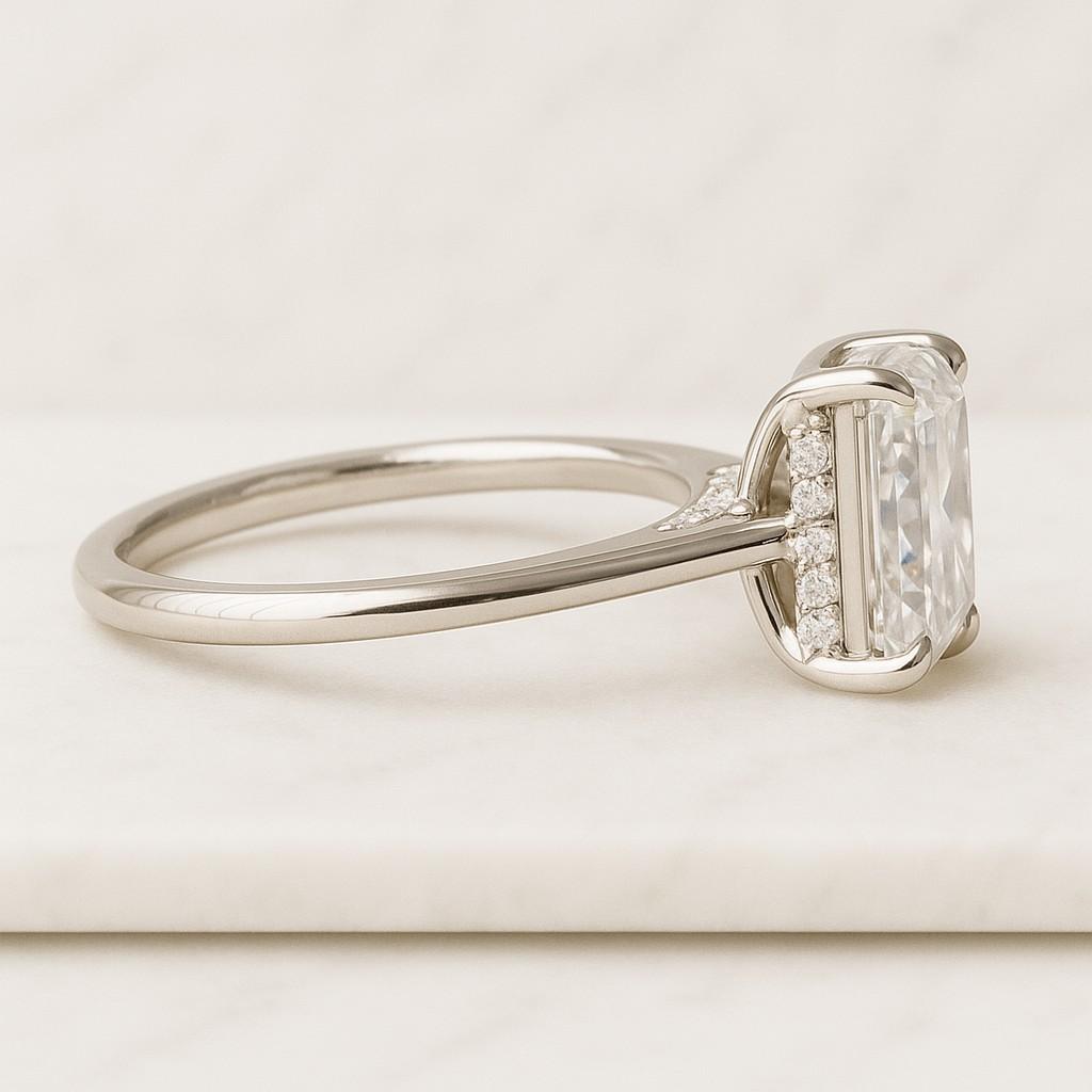 East-West Radiant Cut Lab Grown Diamond or Moissanite Engagement Ring