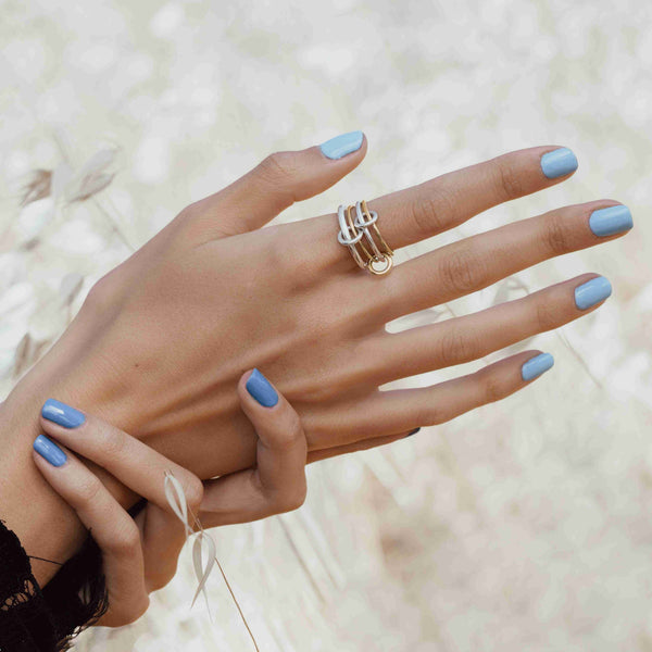 14K Yellow Gold Multi Link Connected Ring