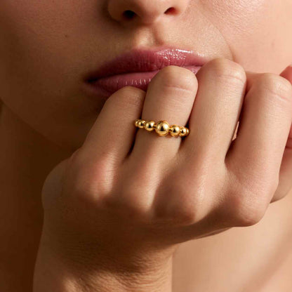 14K/18K Solid Gold Beaded Ring • 1.5mm Dainty Stacking Dot Band
