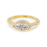 14K Bezel Set Marquise Cut Diamond Engagement Ring