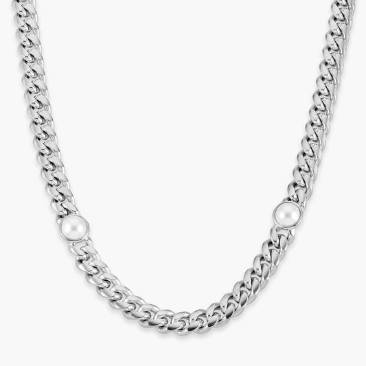 14K Bezel Set Round White Diamond Link Chain