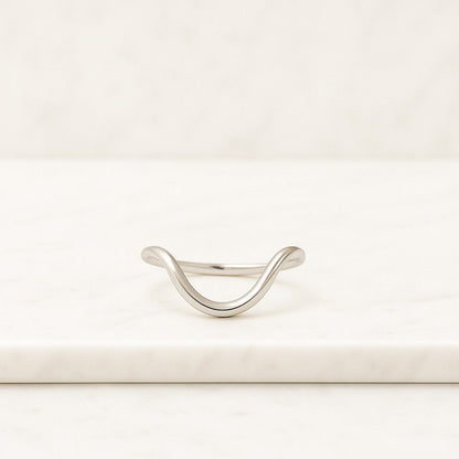 14K Diamond Curved Wedding Band Elegant Diamond Ring