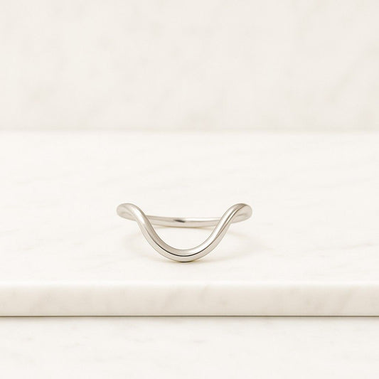 14K Diamond Curved Wedding Band Elegant Diamond Ring