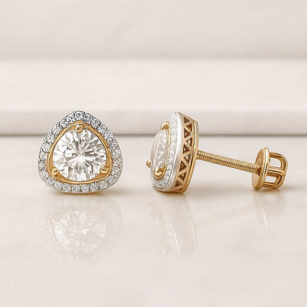 14K Diamond Stud Earrings - 1CT VVS Round Cut Lab Grown, Anniversary Gift for Her