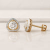 Round Cut Triangle Shape Halo Lab Grown Diamond Stud Earrings