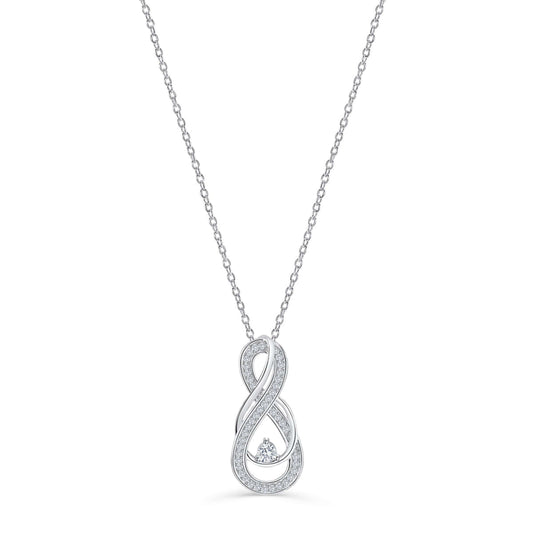 14K Double Infinity Round Cut Diamond Necklace