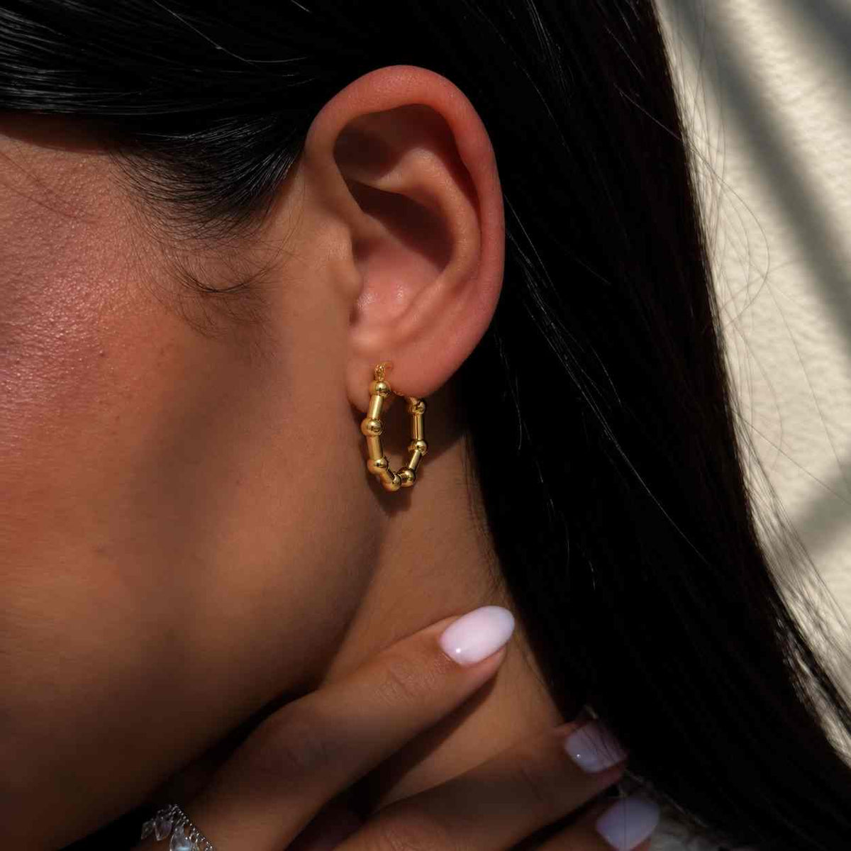 14K Gold Beaded Hoop Earrings, Classic Gold Hoop Earrings, Everyday Gold Hoops, Timeless Real Gold Earrings Gift for Her
