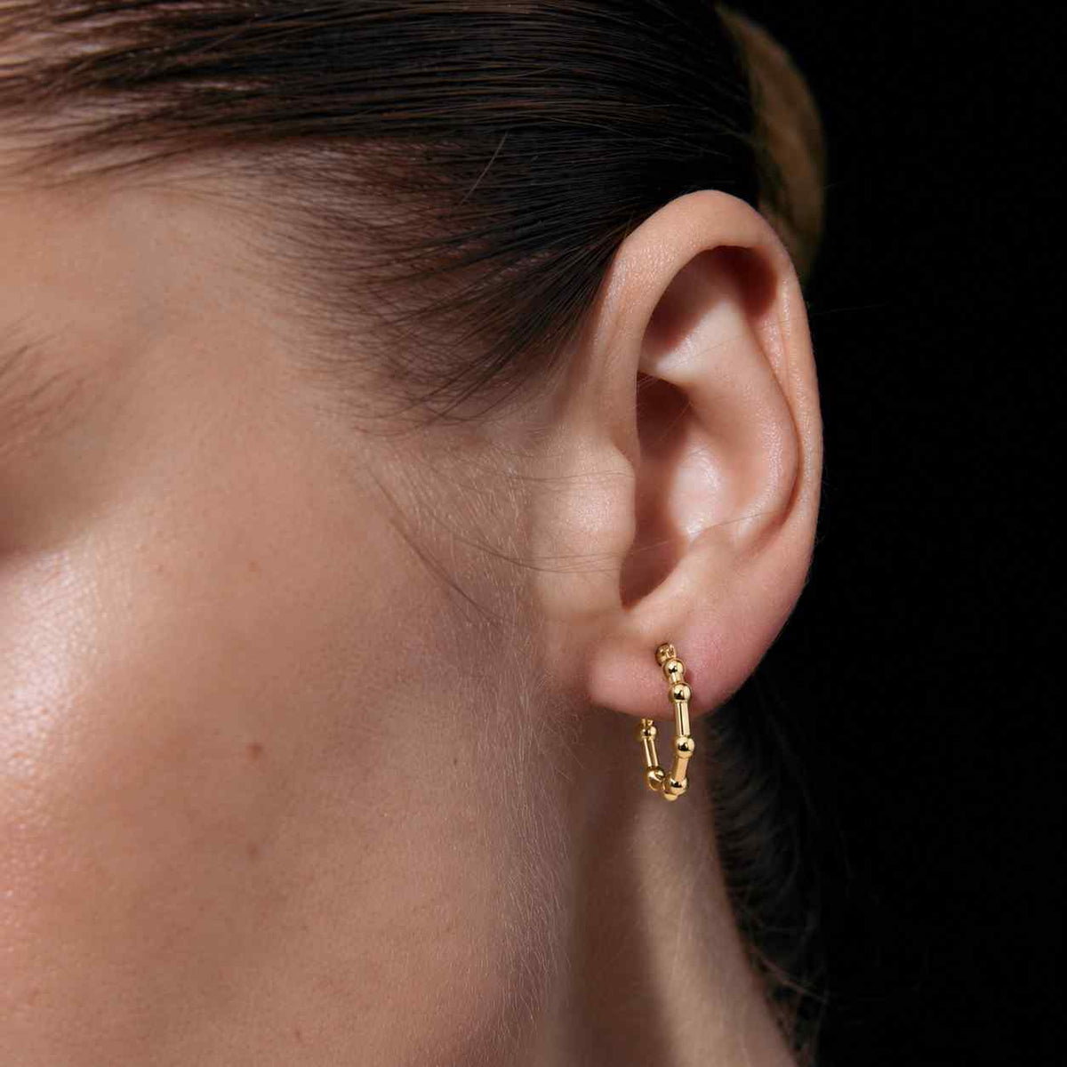 14k gold beaded huggie hoops, tiny bead huggie hoops, bold statement earrings, dainty gold ball hoops, minimalist helix piercing hoops
