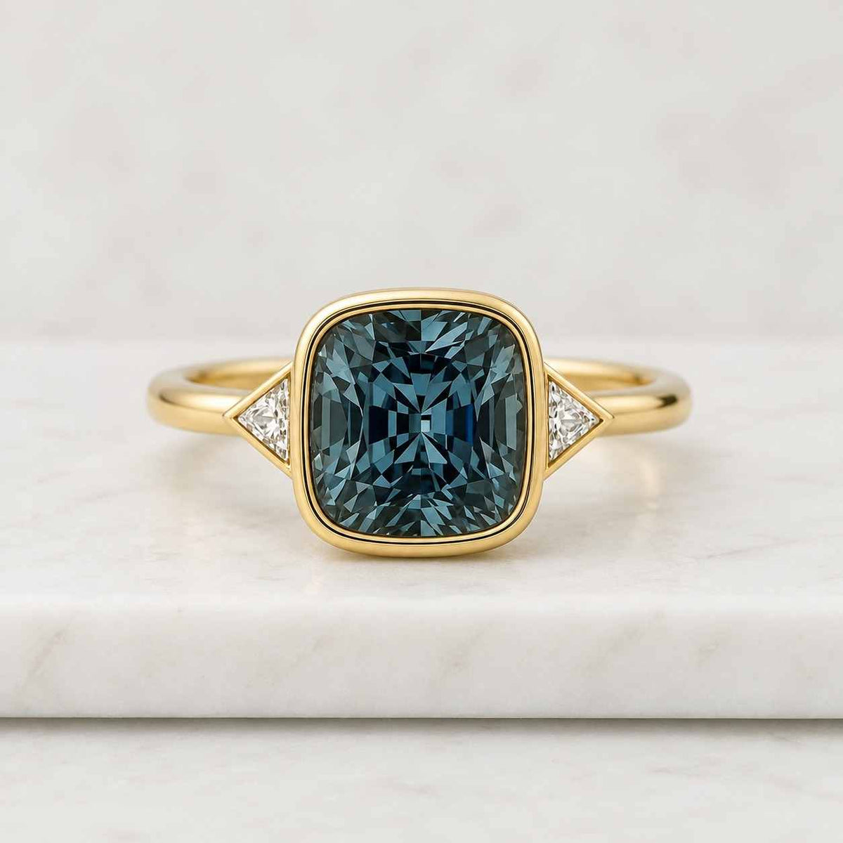 14K Gold Blue Lab Grown Blue Diamond Ring, Certified Cushion Cut Engagement Ring, Solitaire Promise Ring, Wedding Anniversary Gift for Her