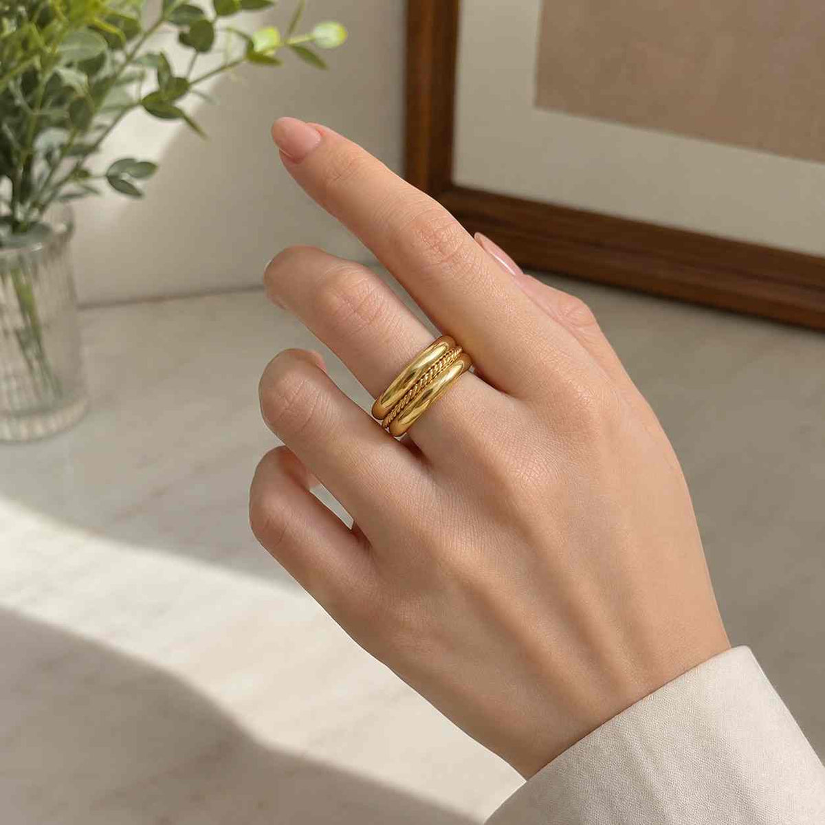 14k gold braided twist ring / 2mm 3mm rope wedding band / dainty stackable ring in 10k 18k / gift for her
