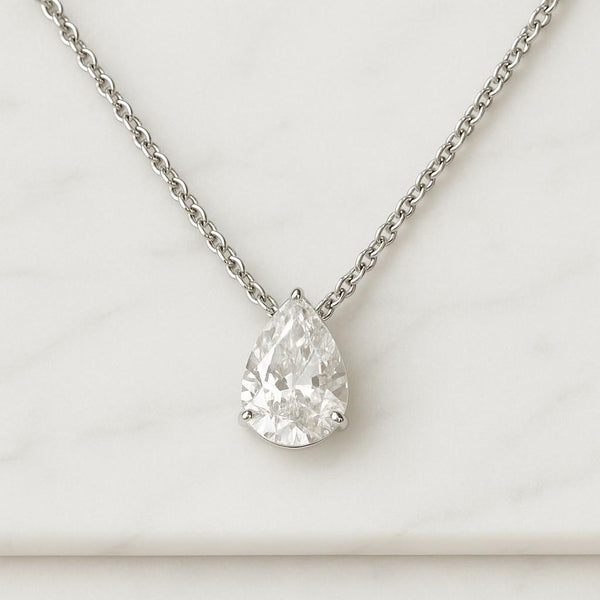 14K Gold CVD Diamond Pendant Gift For Her IGI Certified Pear Cut Lab Grown Diamond Solitaire Pendant White Gold Necklace