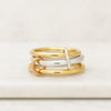 Heavy Fit Two Tone Link Connected Ring For Women