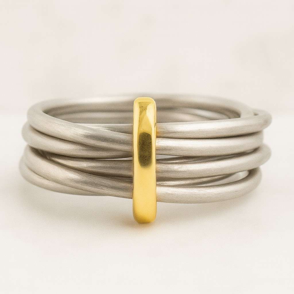 14K Gold Connected Stacker Gold Linked Spinner Ring