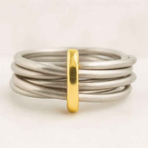 14K Gold Connected Stacker Gold Linked Spinner Ring