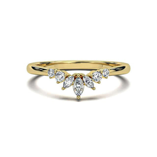 14K Gold Crown Curved Wedding Band