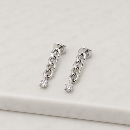 14K Gold Diamond Bezel Drop Earrings, Linear Diamond Dangle Earrings, Modern Gold Drop Earrings, Dainty Real Diamond Jewelry