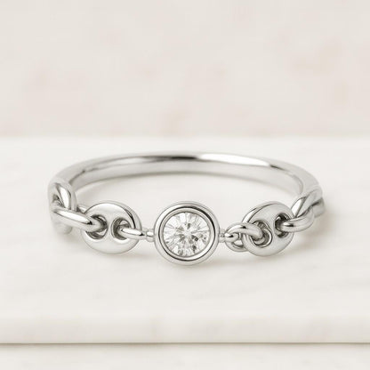 14K Gold Diamond Chain Necklace , Gold Diamond Station Necklace , Dainty Necklace , Gift for Her