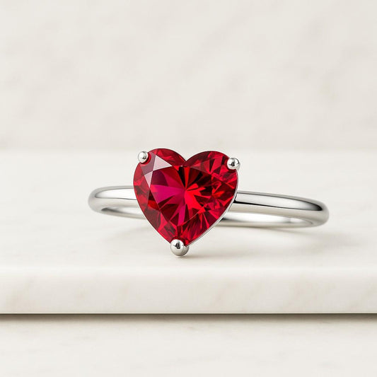 14K Gold Diamond Ring With Side Accent Proposal Ring Heart Cut Lab Grown Diamond Engagement Ring IGI Certified Diamond Ring