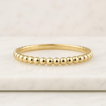 14K Gold Diamond Wedding Band Bezel Bubble Stacking Ring 14K Solid Gold Bubble Ring 925 Sterling Silver Bubble Ring Beaded Ring Stackable Ring