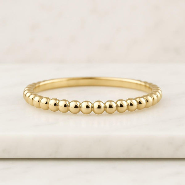 14K Gold Diamond Wedding Band Bezel Bubble Stacking Ring 14K Solid Gold Bubble Ring 925 Sterling Silver Bubble Ring Beaded Ring Stackable Ring