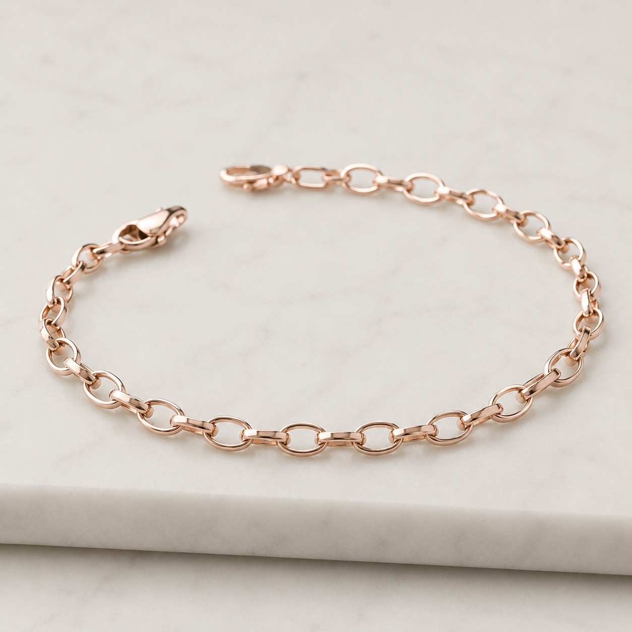 14k gold double elongated oval link bracelet