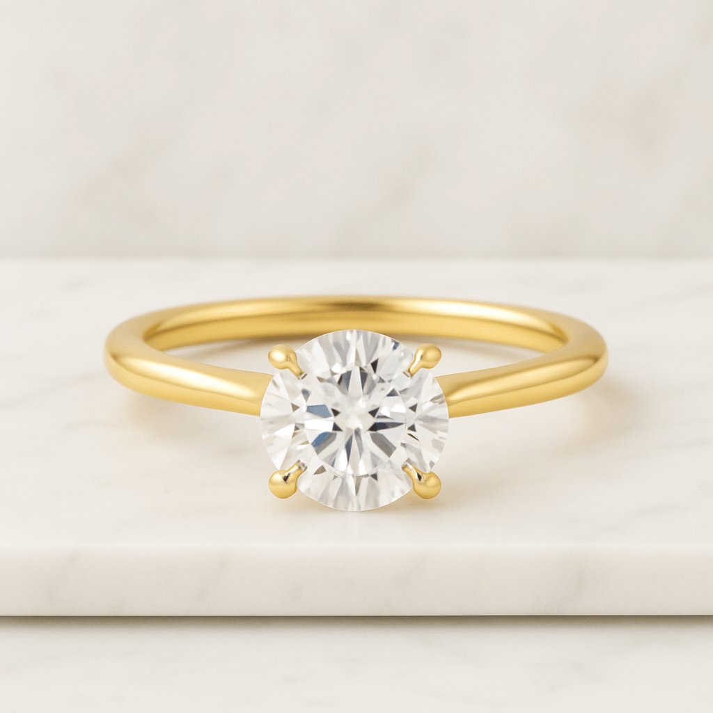 14K Gold Emerald Cut Lab Grown Diamond Engagement Ring