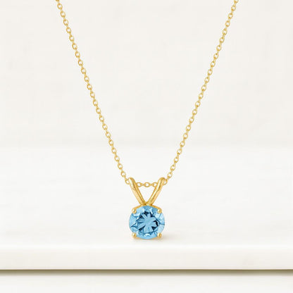 14K Gold Emerald Cut Lab Grown Sapphire Halo Necklace