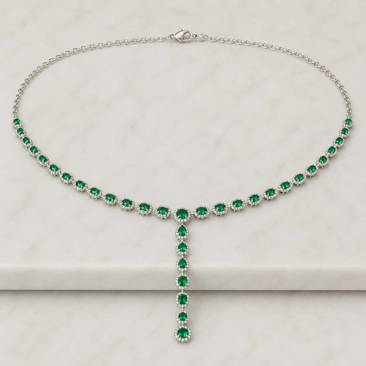 14k gold emerald teardrop necklace • green pear pendant • sterling silver gemstone necklace
