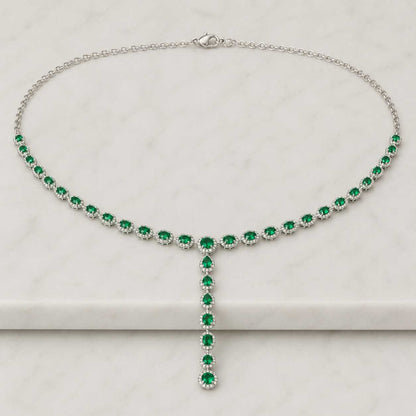 14K Gold Emerald Teardrop Necklace • Green Pear Pendant • Sterling Silver Gemstone Necklace
