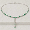 Emerald Halo Y Necklace with Teardrop Pendant
