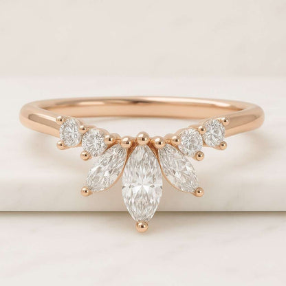 14K Gold Engagement Ring Unique Bridal Jewelry Anniversary Gift