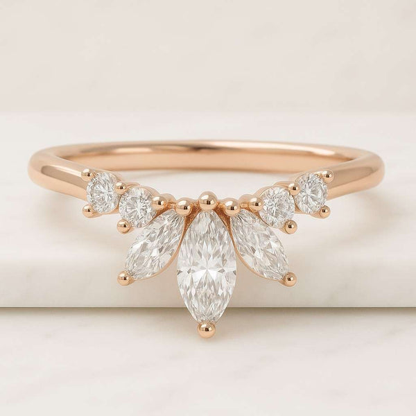 14K Gold Engagement Ring Unique Bridal Jewelry Anniversary Gift