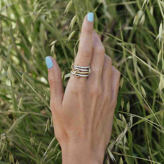 14K Gold Eternity Multi Link Connected Ring For Her