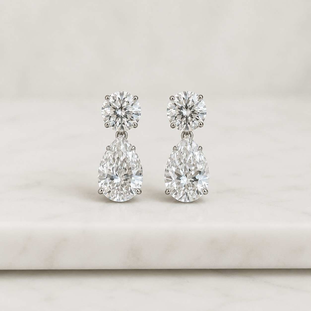 14K Gold Fill Oval Lab Grown Diamond Dangle Earrings
