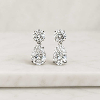 14K Gold Fill Oval Lab Grown Diamond Dangle Earrings

