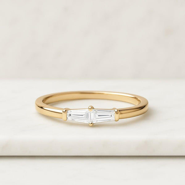 14K Gold Half Eternity Ring Stackable Anniversary Band for women