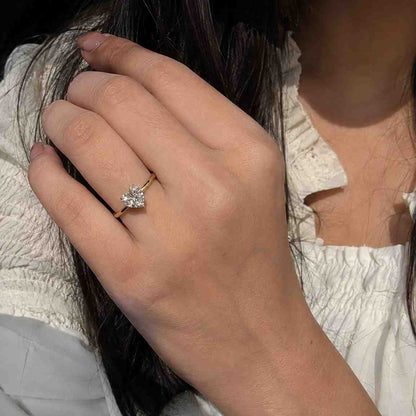 14K Gold Heart Cut Moissanite Solitaire Ring – Promise Ring