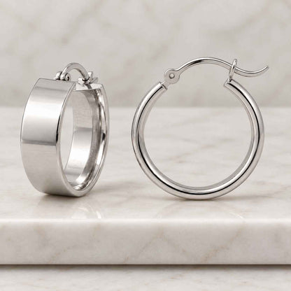 14K Gold Hoop Earrings: Round Classic Polished Solid Gold for Women, Girls, Unisex
