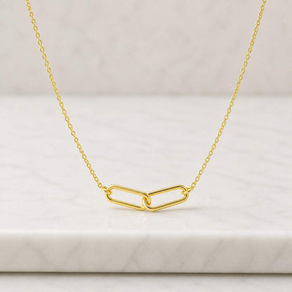14K Gold Interlocking Circle Necklace, Dainty Sister Jewelry, Linked Rings Pendant, Infinity Link Pendant for Mother Daughter or Couple Gift